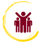 Goldener kreis mit 3 Menschen für mit Klarheit führen. Goldener kreis mit 3 Menschen für mit Klarheit führen.